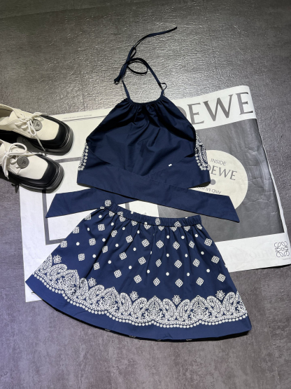 MIU25SS Backless Little Camisole with Ultra Short Half Skirt Set