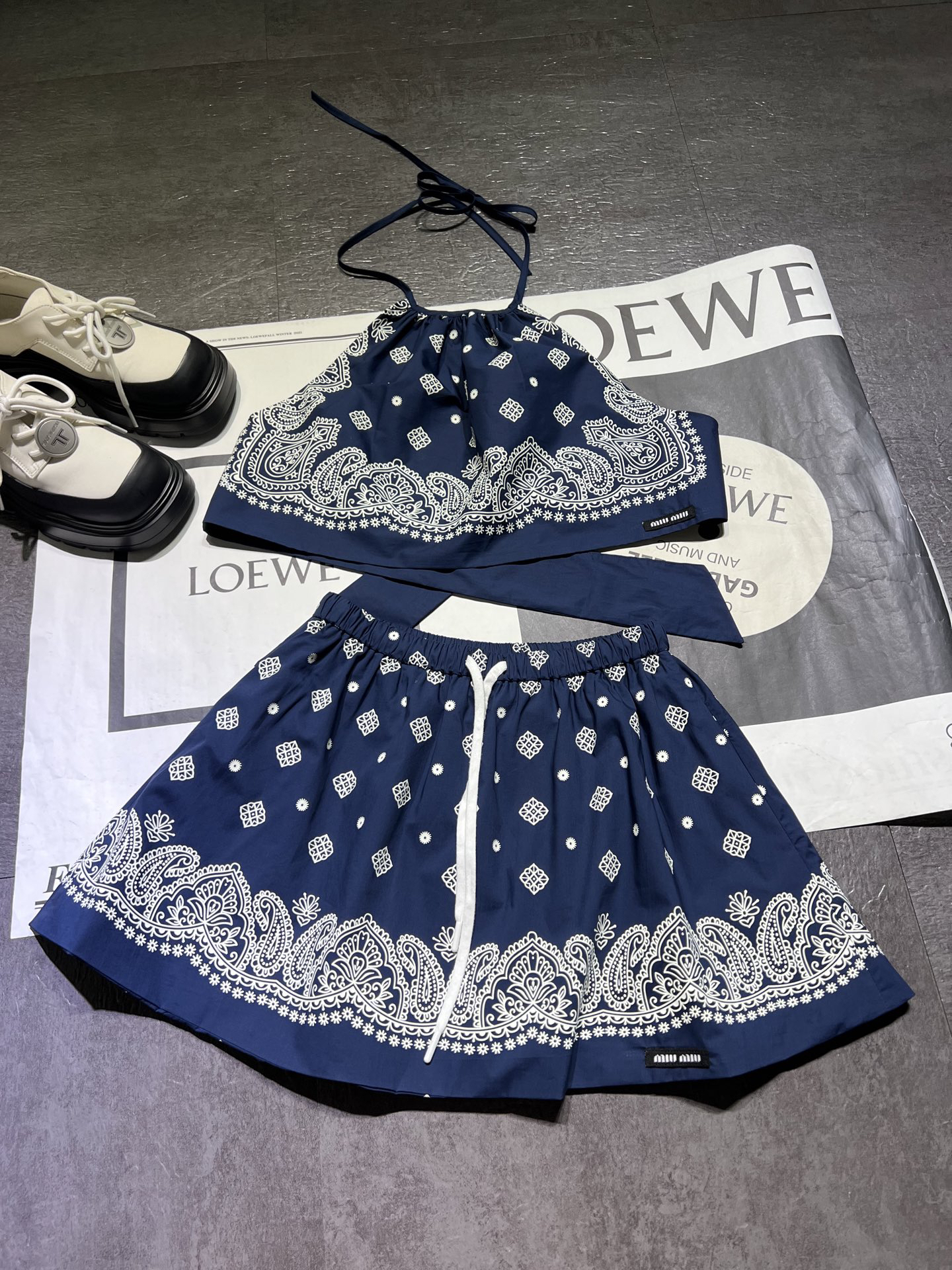 MIU25SS Backless Little Camisole with Ultra Short Half Skirt Set