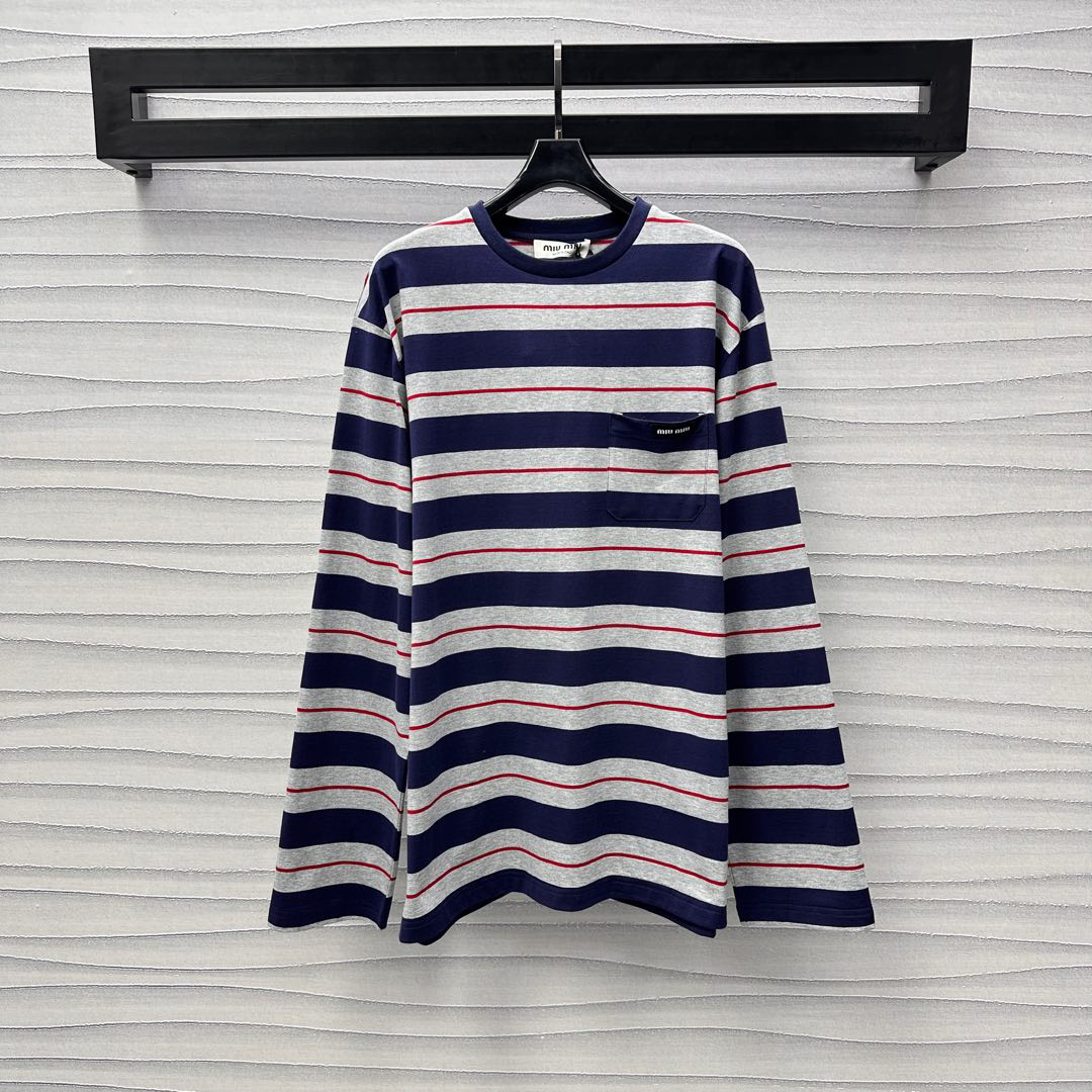 MIU25SS Striped Long Sleeve Top