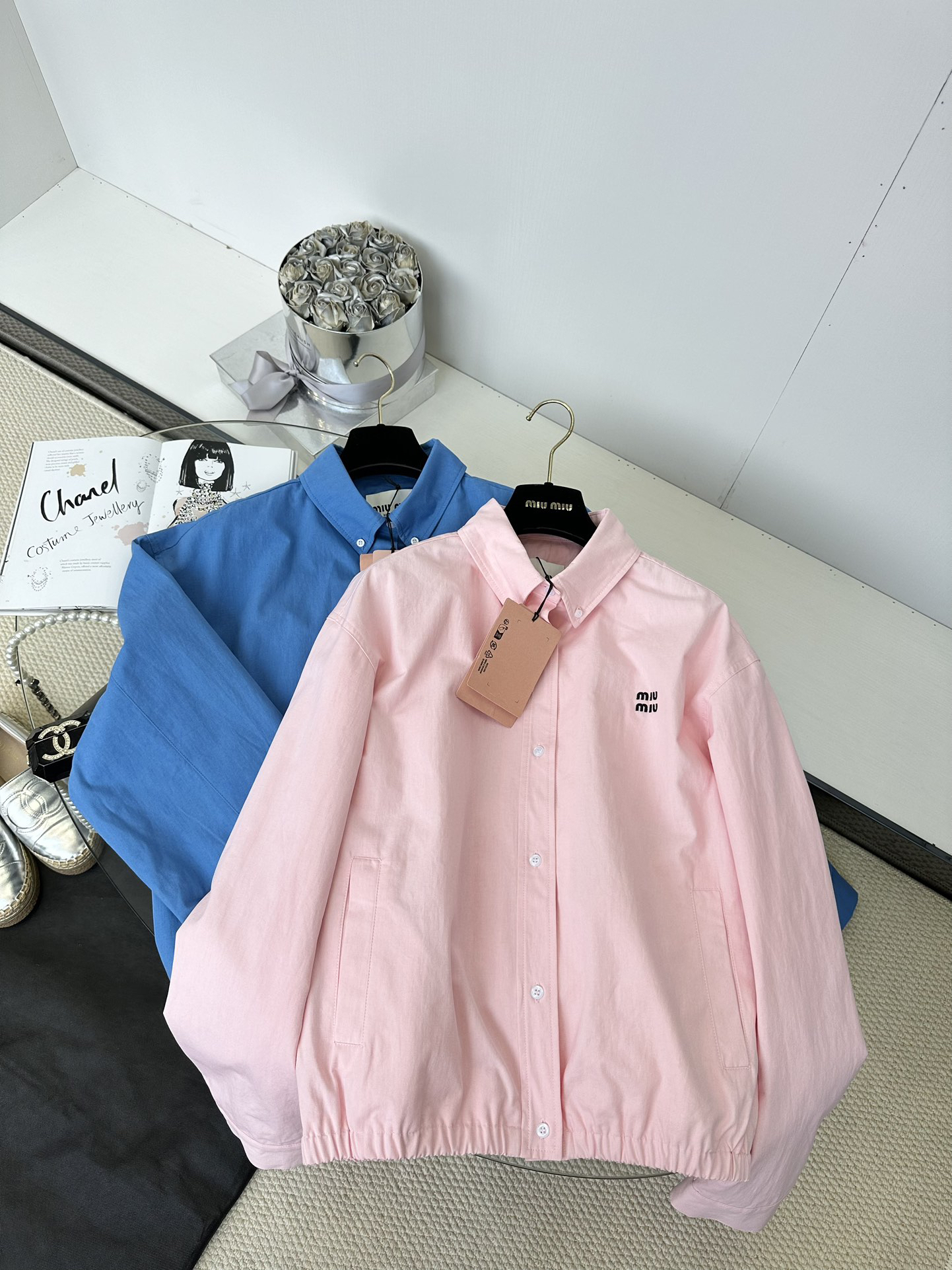 MIU25SS embroidered monogrammed logo shirt