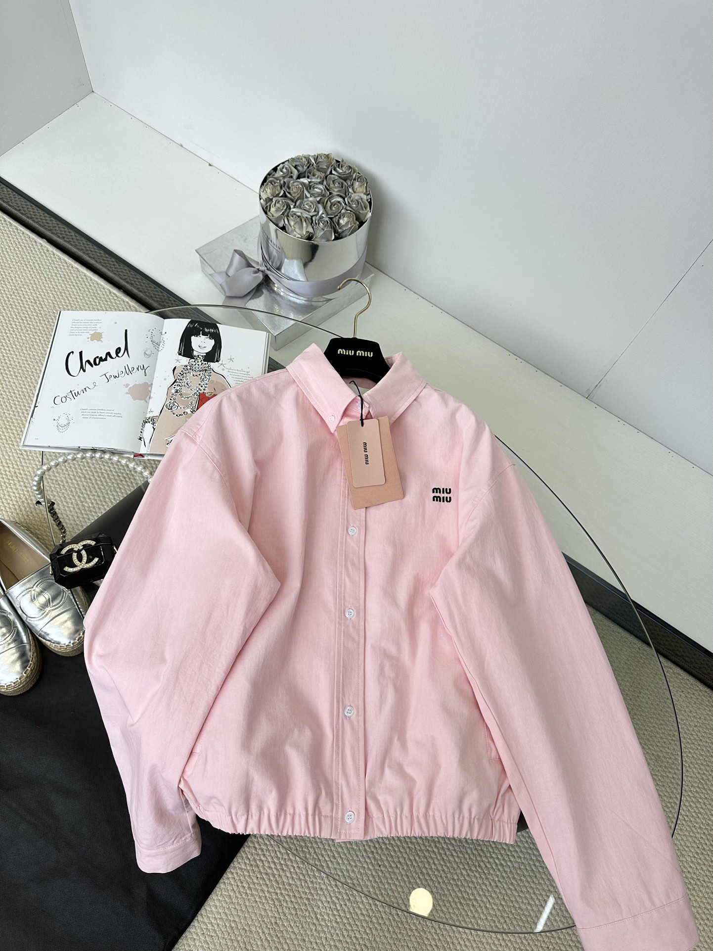 MIU25SS embroidered monogrammed logo shirt