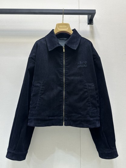 MIU25SS denim zipper jacket