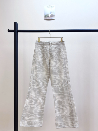 CHANE25SS printed denim micro trousers