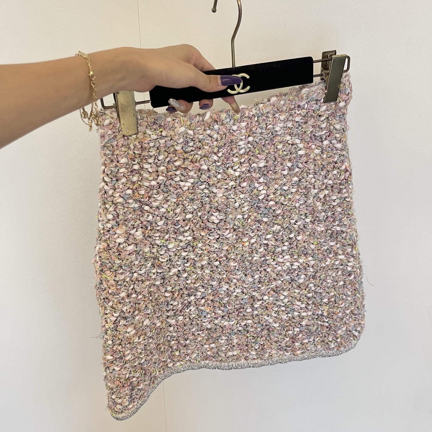 CC 25SS Half skirt woven with rhinestones