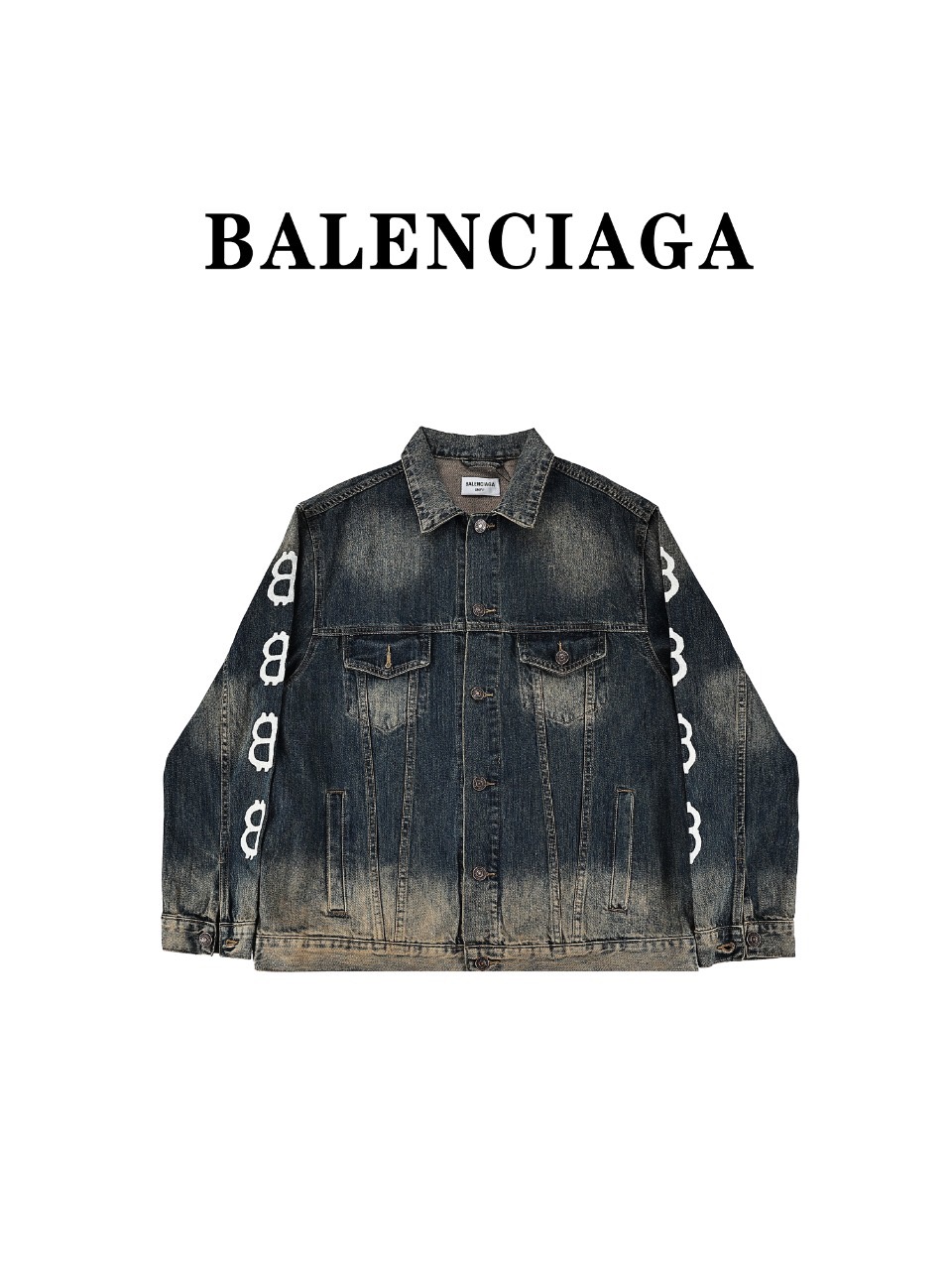 BA Bit Double Coin Graffiti Print Denim Jacket