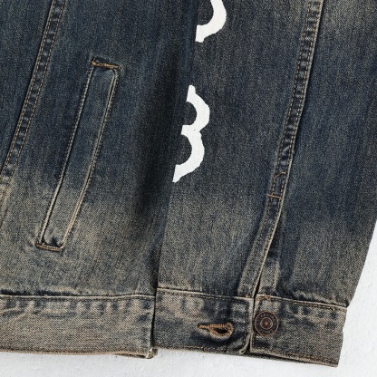 BA Bit Double Coin Graffiti Print Denim Jacket