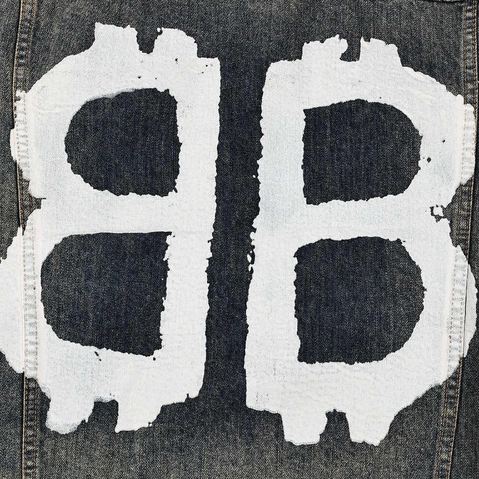 BA Bit Double Coin Graffiti Print Denim Jacket