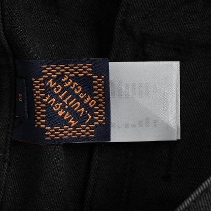 1V Black checkerboard denim jacket