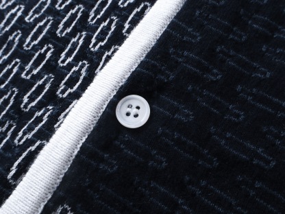 1V Blue grid knitted short sleeved shirt