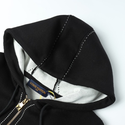 1V Knitted hooded zipper jacket