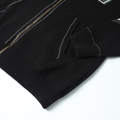 1V Knitted hooded zipper jacket