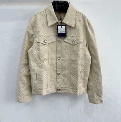 1V Embossed logo printed denim jacket