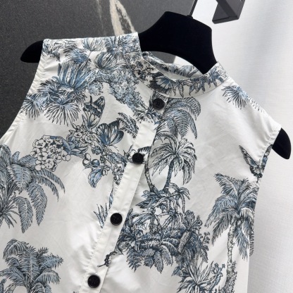 DIA 2025SS Coconut tree ink painting dress