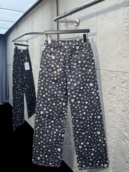 CC 2025SS 3D printed color patterned straight leg jeans