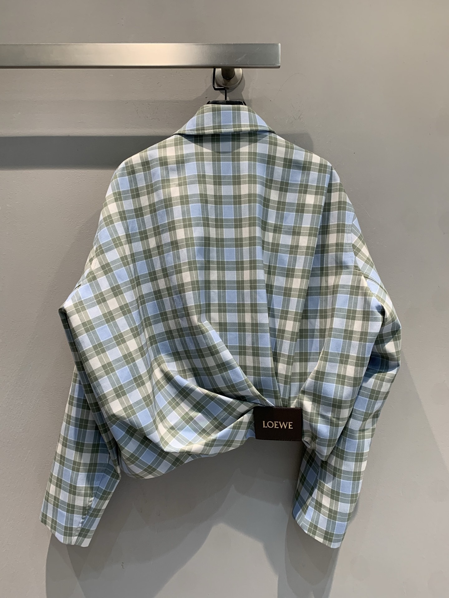 LEW 2025SS Wrinkled leather tag plaid jacket