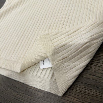 Miu Embroidered Letter Clash Color Knit Short Sleeve