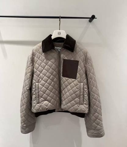 LEW 25SS Corduroy Collar Diamond-Quilted Cotton Jacket