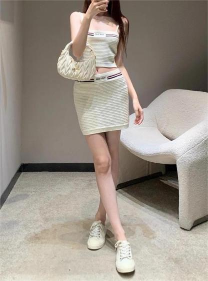 MIU25SS striped jersey camisole tank top