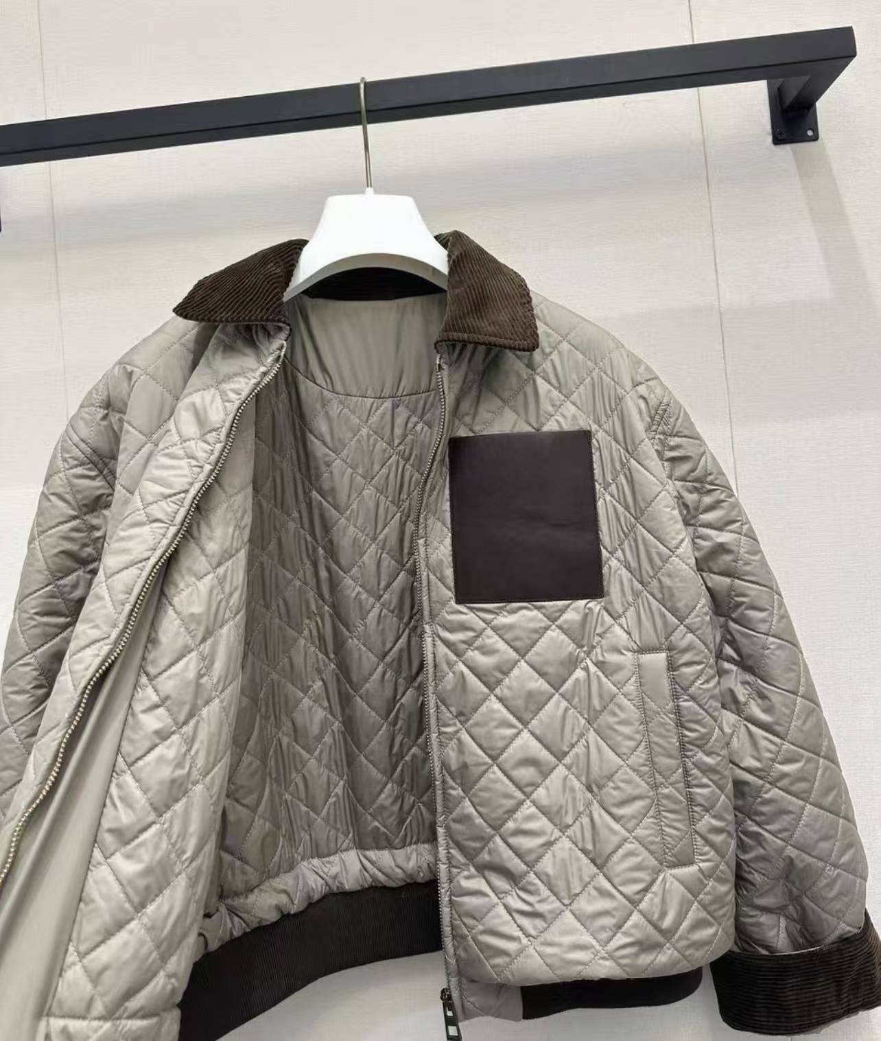 LEW 25SS Corduroy Collar Diamond-Quilted Cotton Jacket