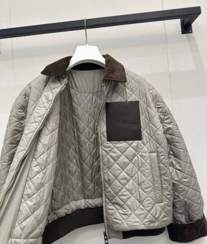 LEW 25SS Corduroy Collar Diamond-Quilted Cotton Jacket