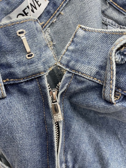 LEW 2025SS Leather pleated denim pants