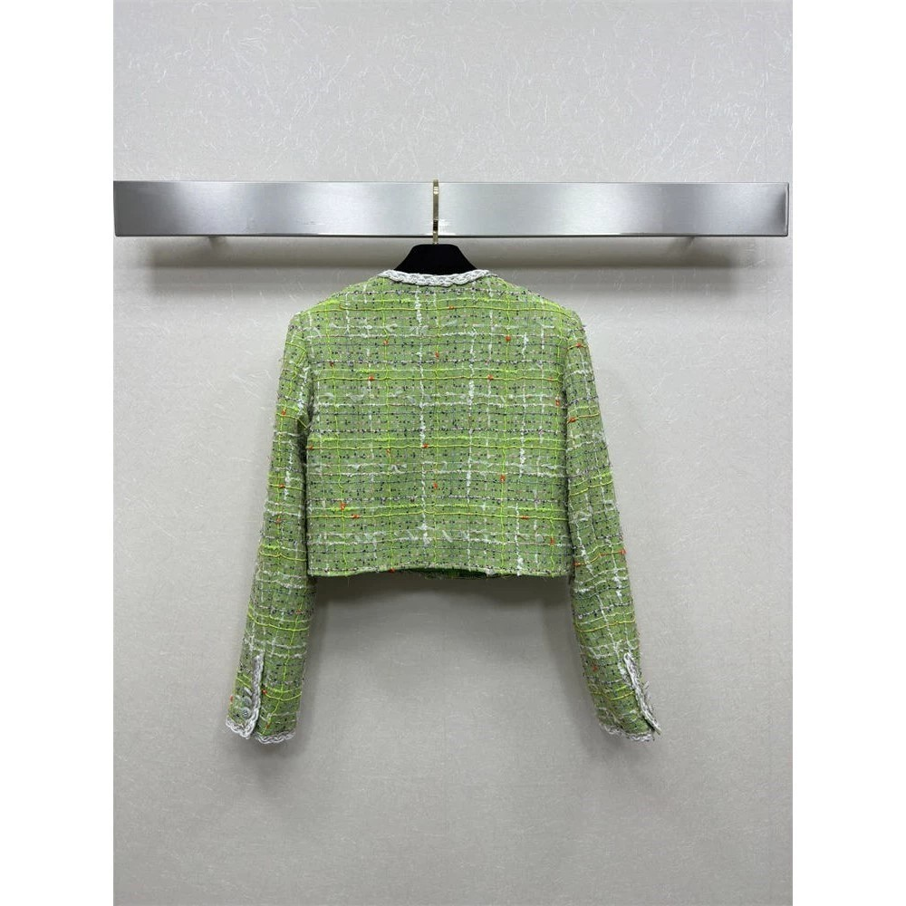 CHANE round neck green short jacket