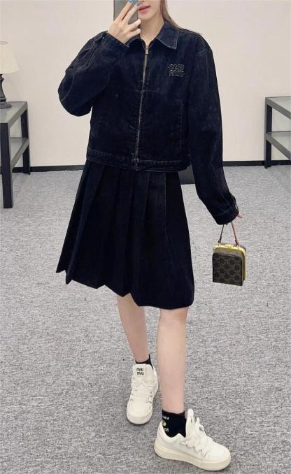 MIU25SS denim zipper jacket