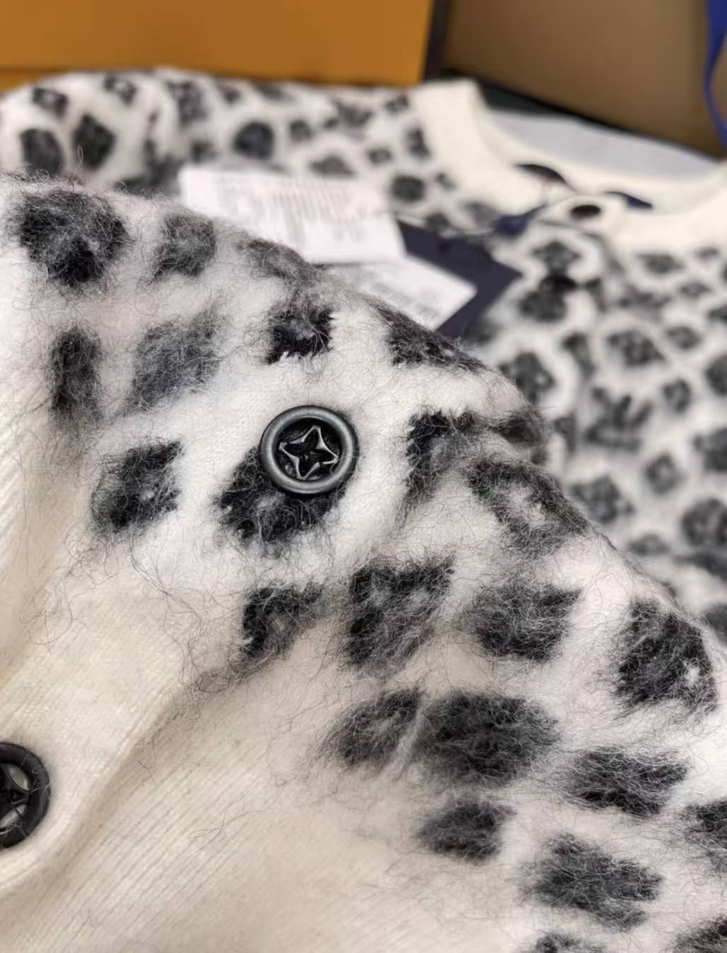 1V 25SS Full printed logo mohair cardigan