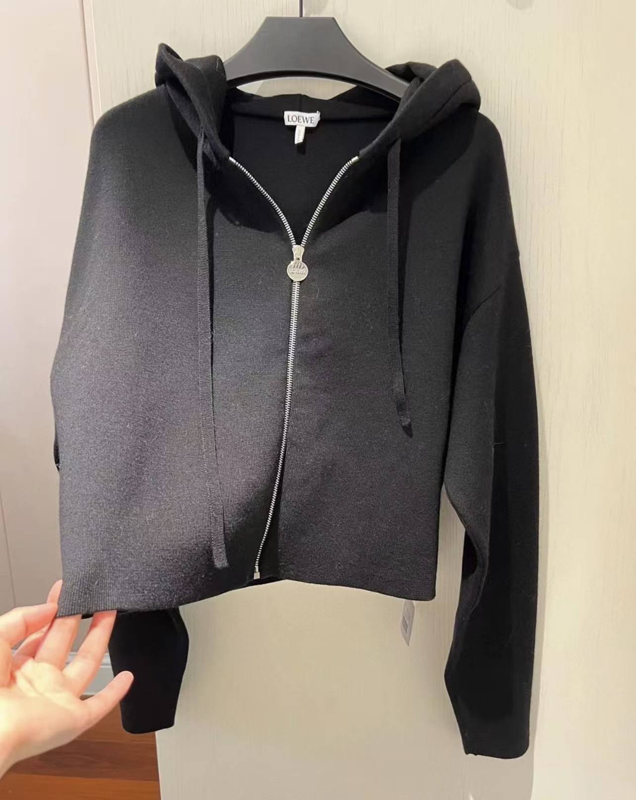 LEW Hooded zipper knitted cardigan