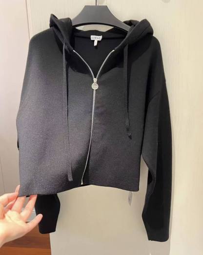 LEW Hooded zipper knitted cardigan