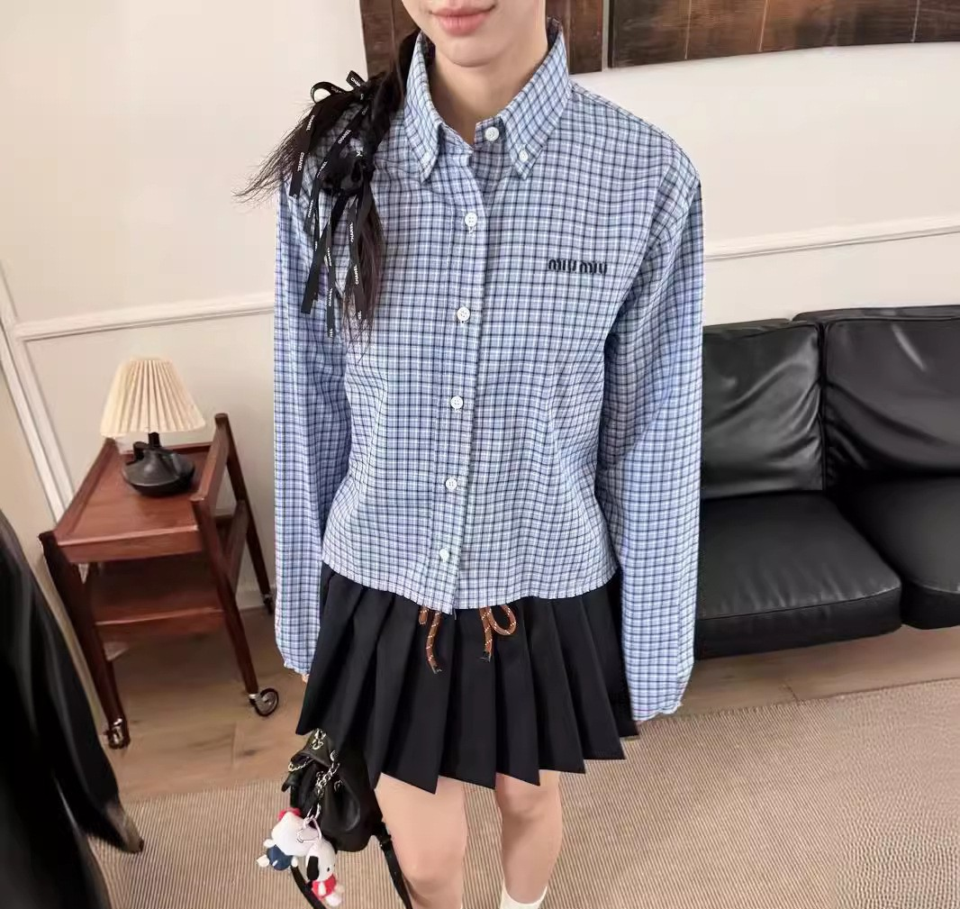 MIU Light Blue Plaid Shirt