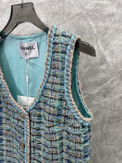 CC 25SS Peacock blue woolen vest skirt