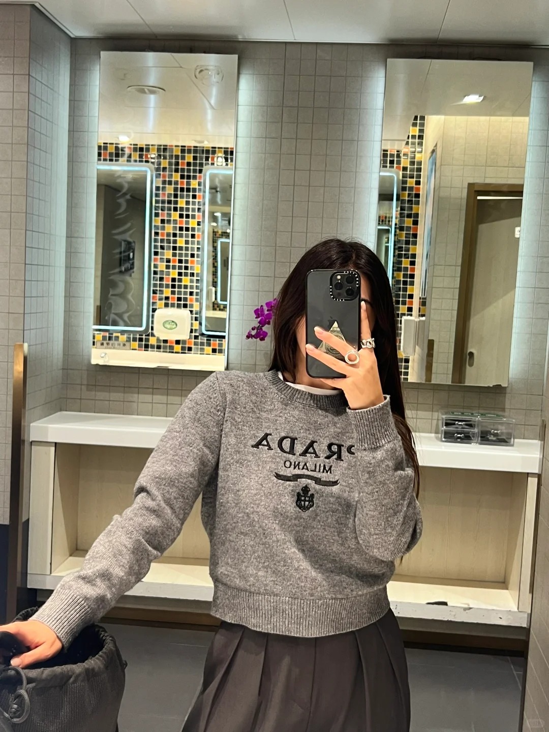 PRAD25SS Monogrammed Embroidered Long Sleeve Sweater