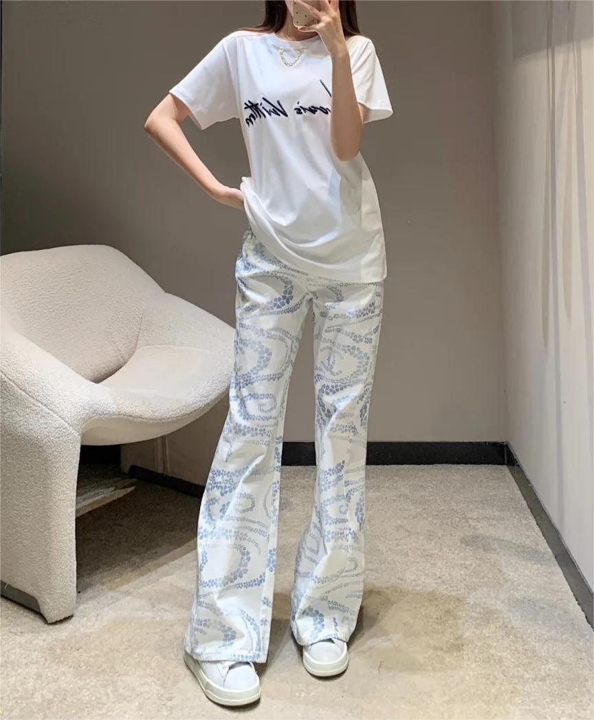 CHANE25SS printed denim micro trousers