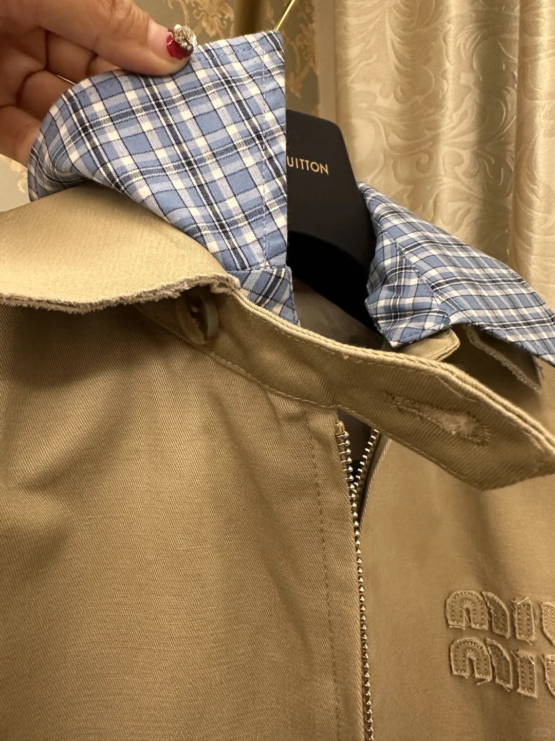 MIU25SS Plaid Patchwork Jacket