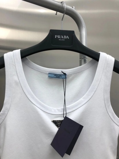 PRAD Triangle Label Crew Neck Peplum Vest