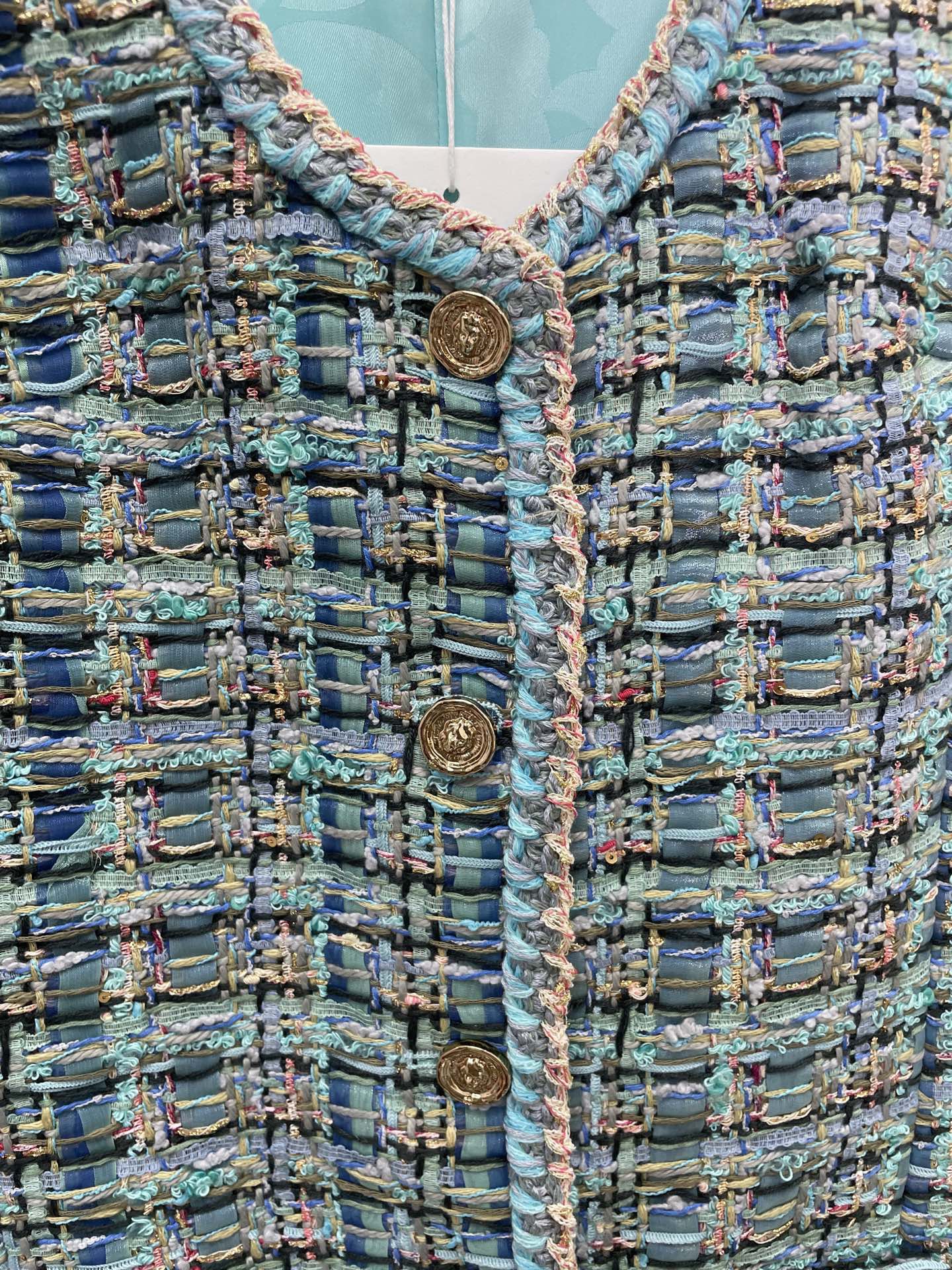 CC 25SS Peacock blue woolen vest skirt