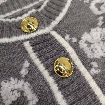 GG Round neck double G letter thick wool cardigan