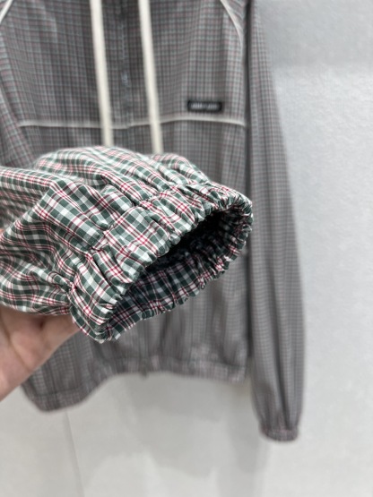 MM 2025SS Plaid hooded zipper windbreaker jacket