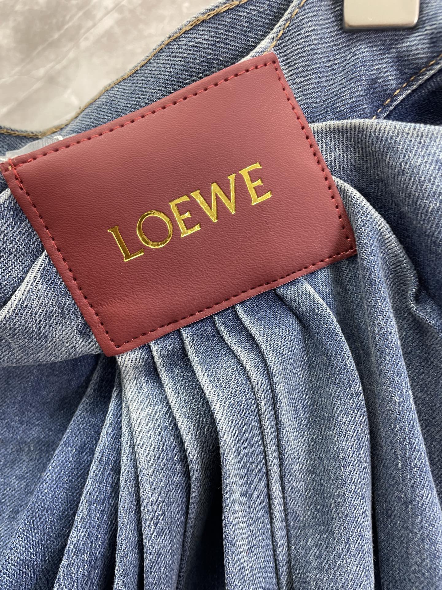 LEW 2025SS Leather pleated denim pants