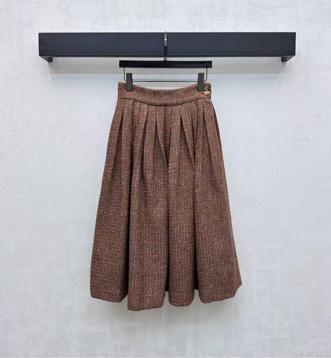 CC 25SS Vintage woolen high waisted pleated skirt
