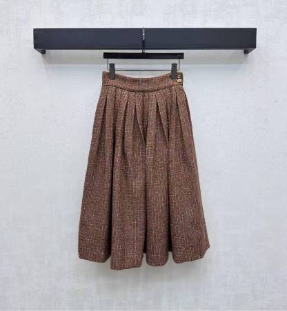 CC 25SS Vintage woolen high waisted pleated skirt