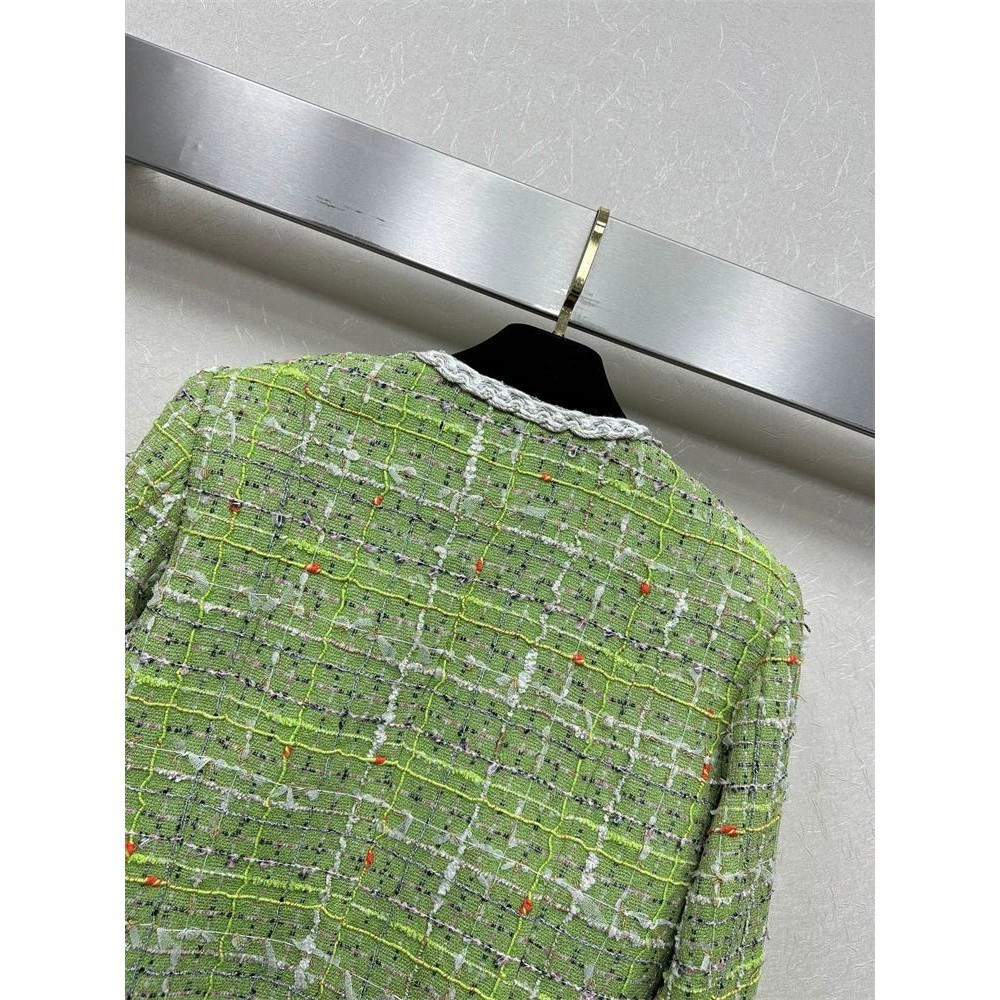 CHANE round neck green short jacket