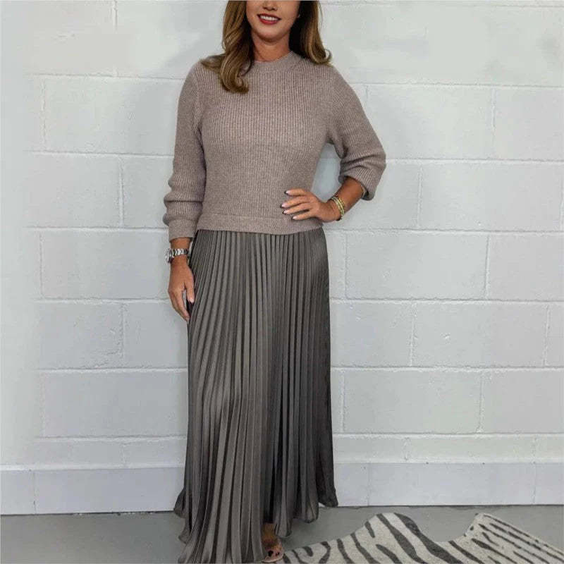 💕Limited Time 59% Off💕Women's Long Sleeve Jumper & Pleated Bottom Dr