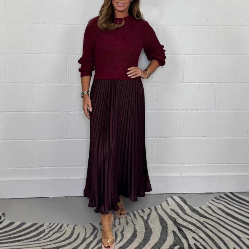 💕Limited Time 59% Off💕Women's Long Sleeve Jumper & Pleated Bottom Dress
