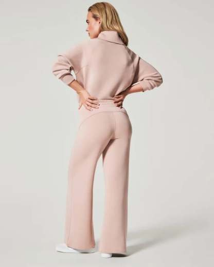 🔥Limited Time Sale🔥Women's Oversized Half Zip Wide Leg 2 Piece Outfits Lounge Set