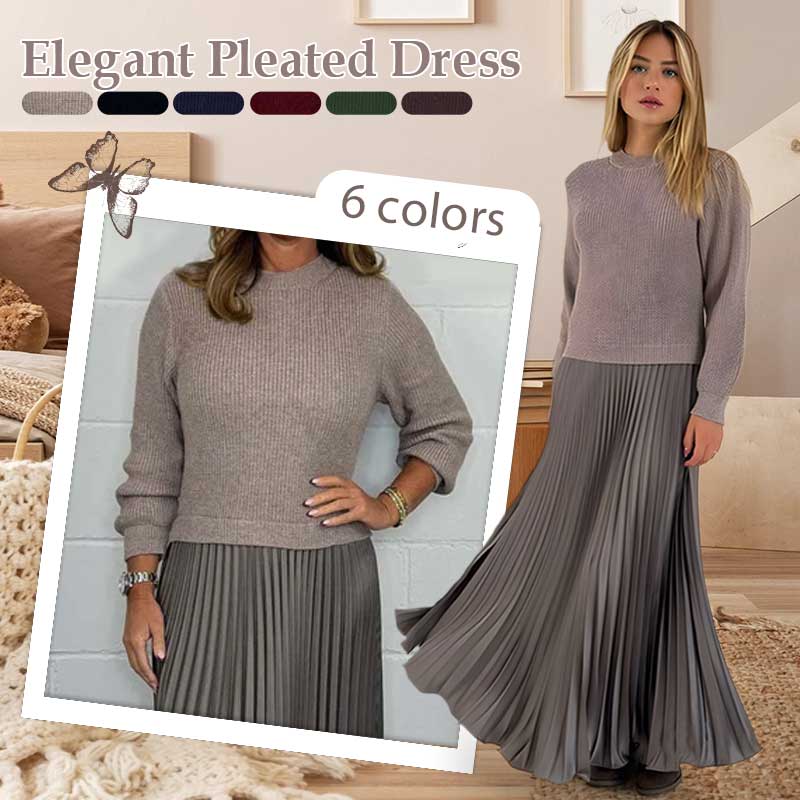 💕Limited Time 59% Off💕Women's Long Sleeve Jumper & Pleated Bottom Dress