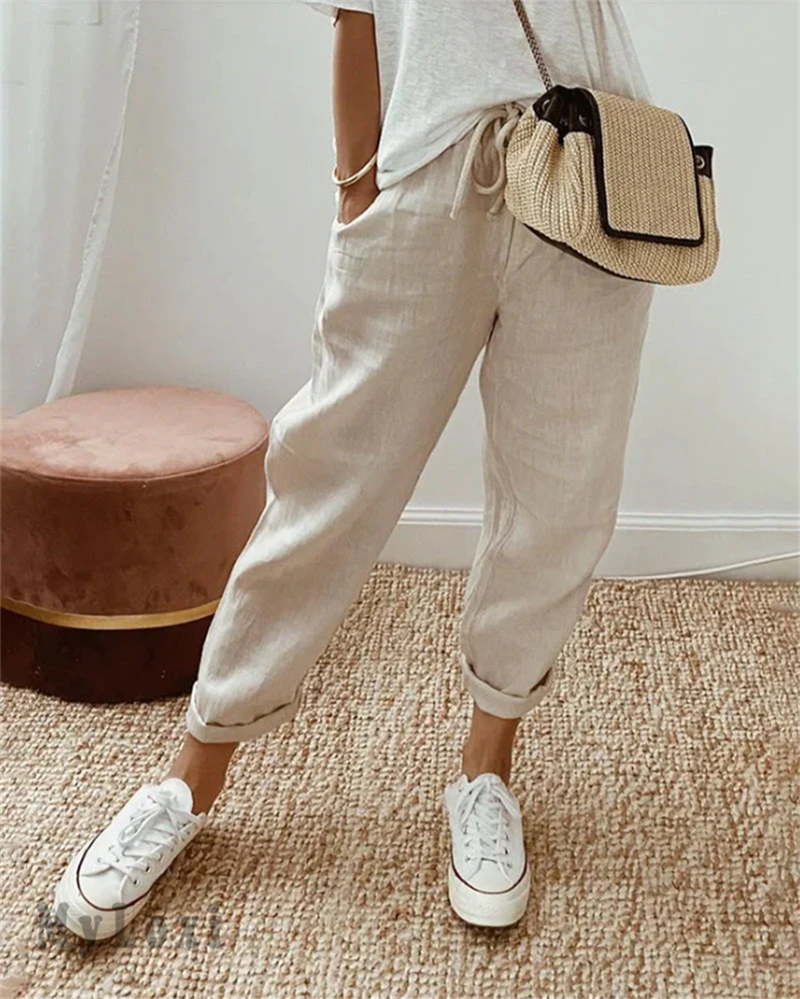 Casual Cotton and Linen Pants for Women