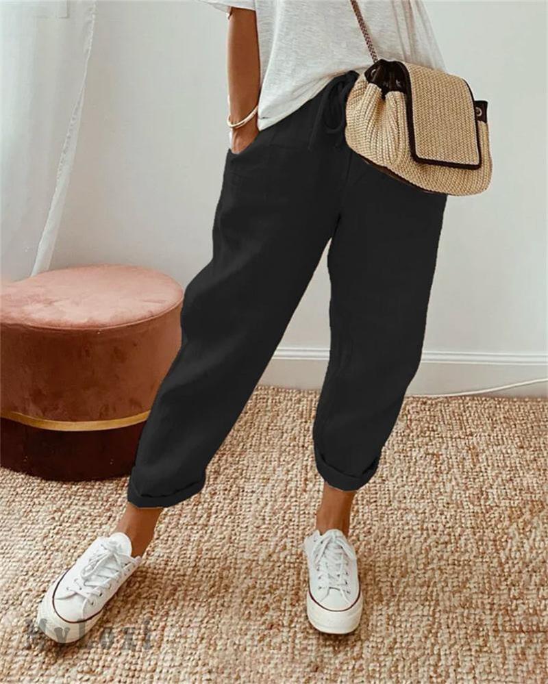 Casual Cotton and Linen Pants for Women