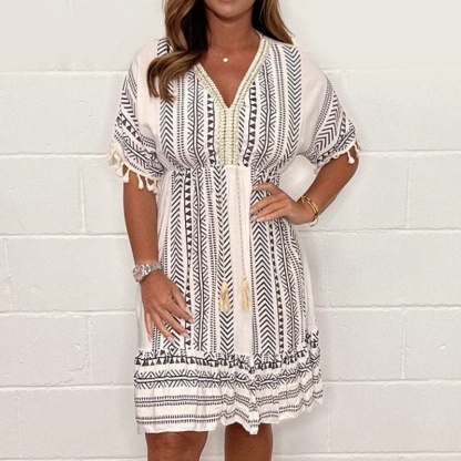 Women’s Casual Printed V-Neck Summer Dress
